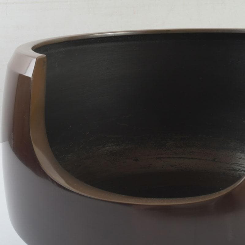 茶道具　鋳師　源斉造　鋳銅　面取風炉　共箱　V　9451A