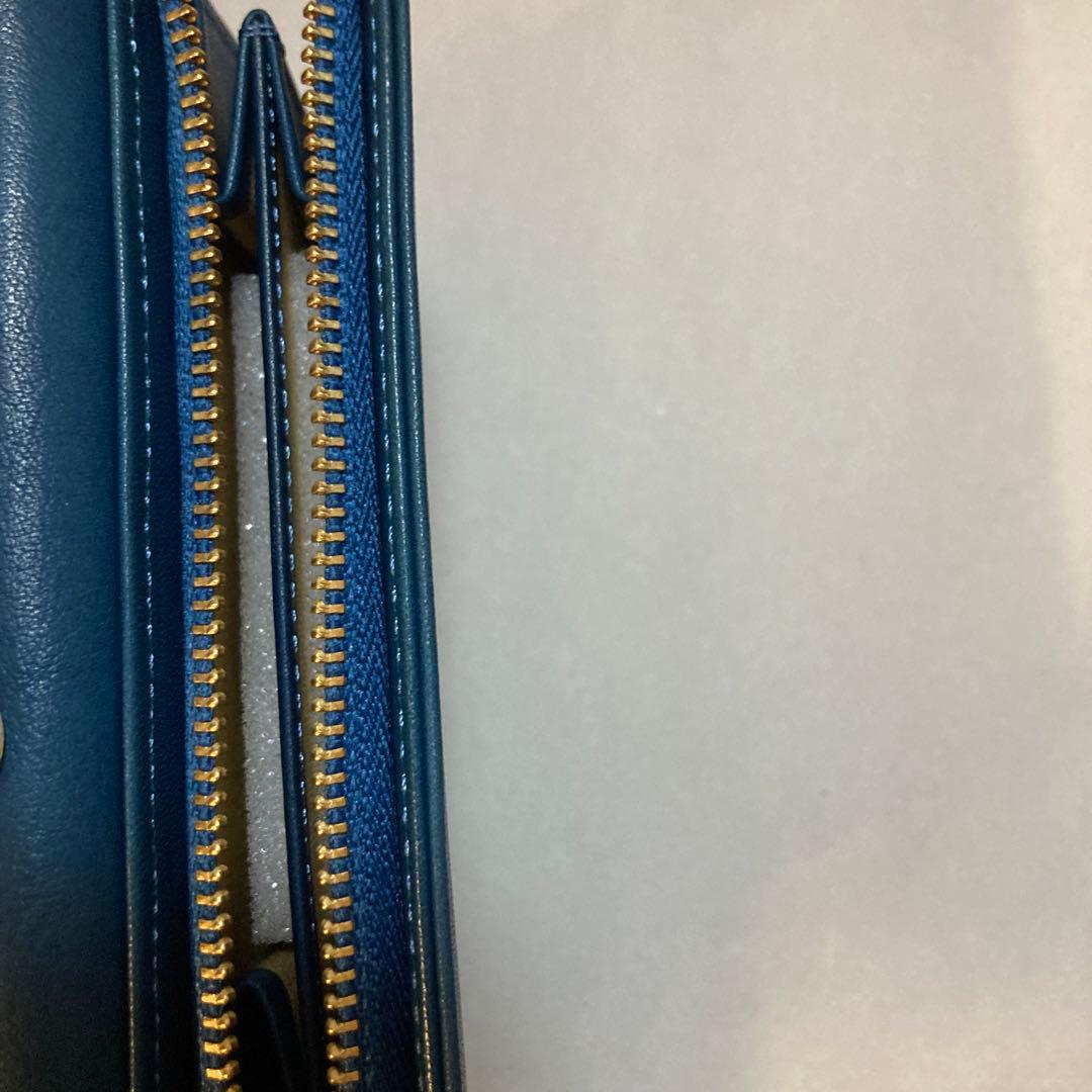 ネイビー レザー 折り財布 Kissora