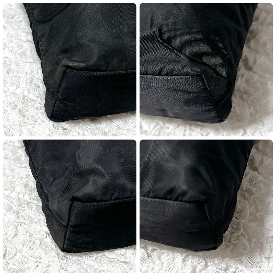 PRADA ブラック ナイロン トートバッグ　プラダ　ハンドバッグ　三角　黒