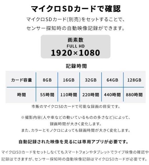 充電式センサーカメラ セット