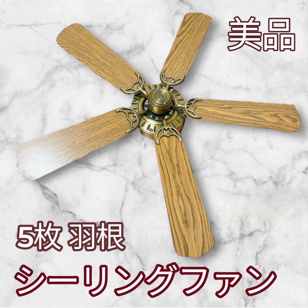 【ライダーマン】シーリングファン 5枚 羽根 木製 ブラウン 茶
