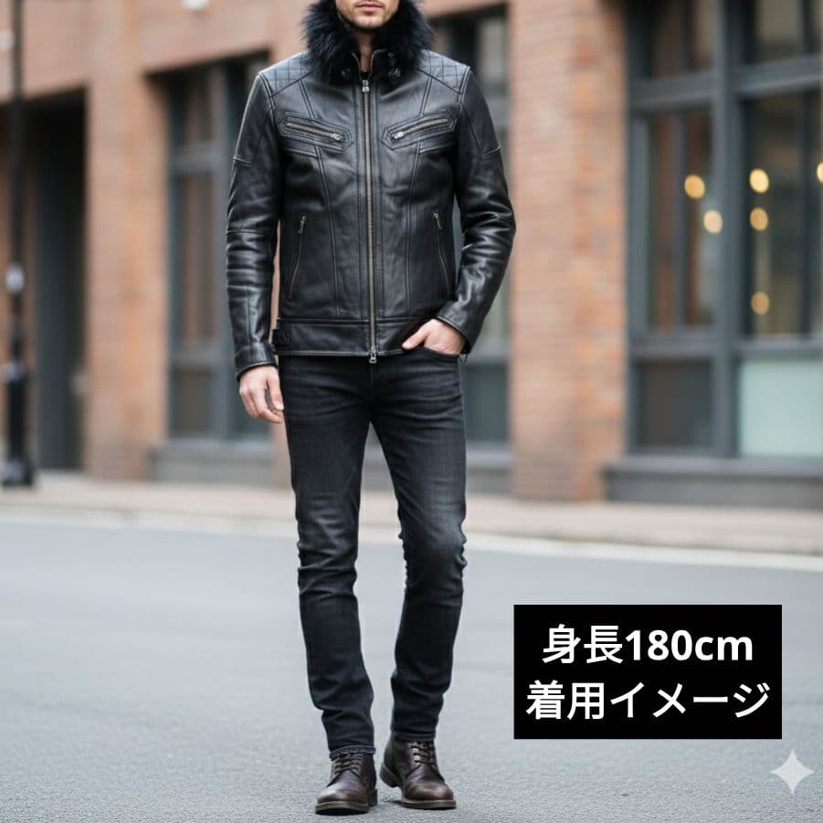 美品✦Jackrose ジャックローズ ファー付　ラクーン ライダース 黒