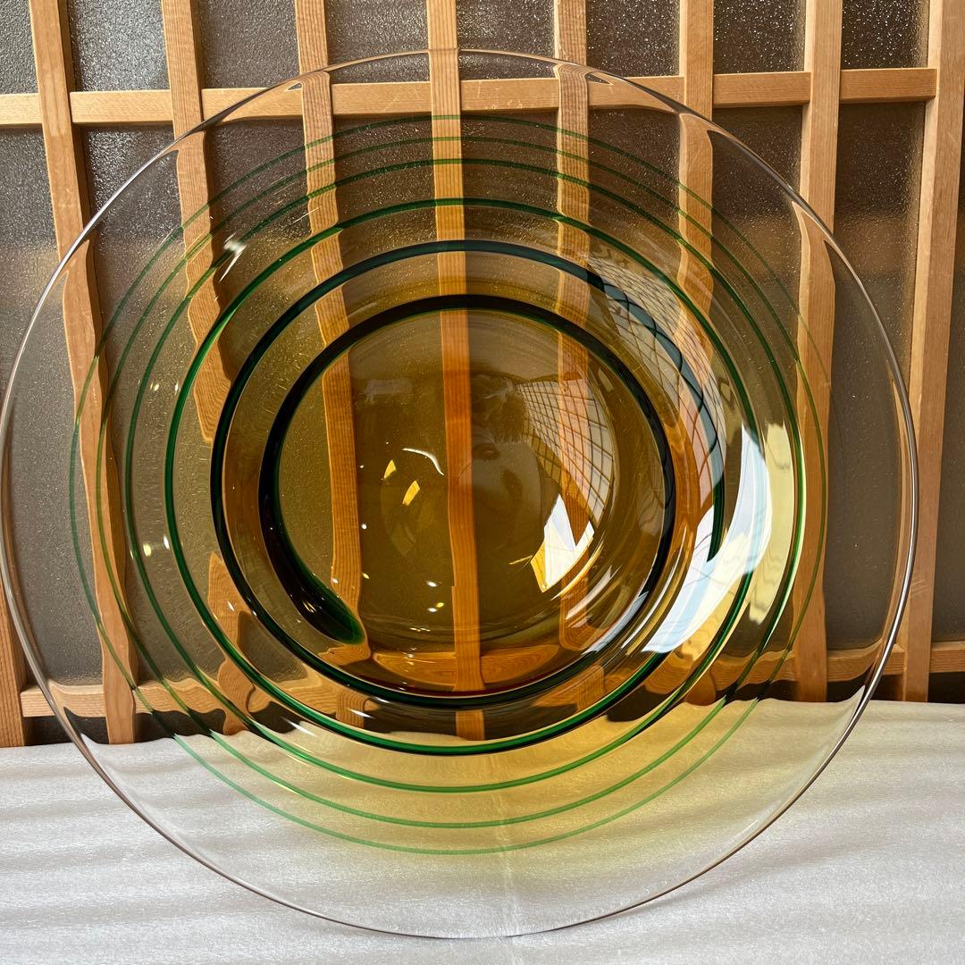 東洋佐々木ガラス　翠螺旋　水盤　直径35cm