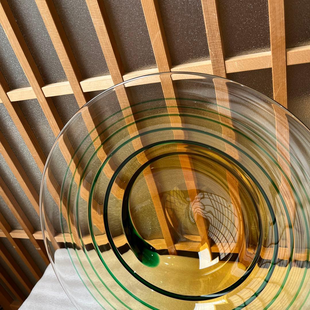 東洋佐々木ガラス　翠螺旋　水盤　直径35cm