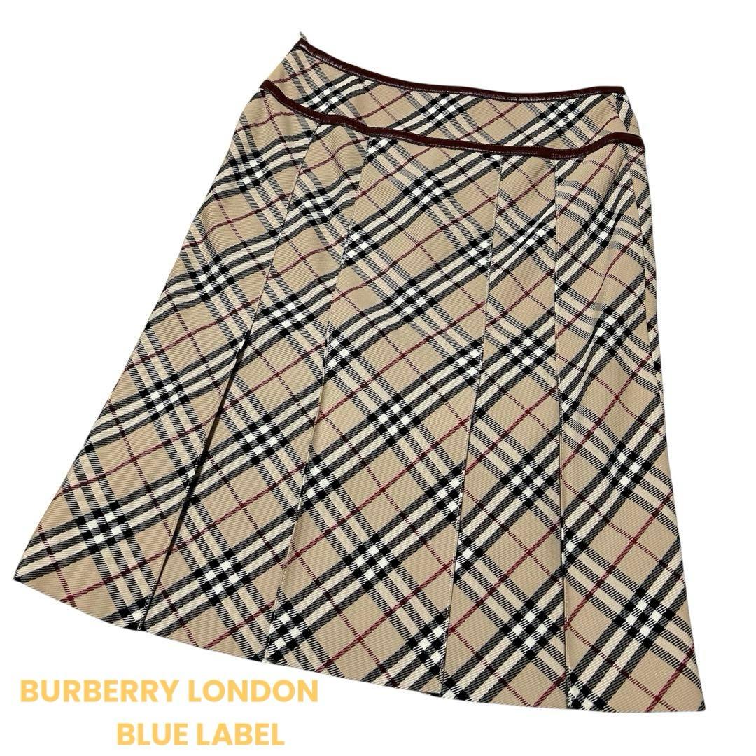 バーバリー ロンドン ブルーレーベル プリーツスカート ノバチェック 38M