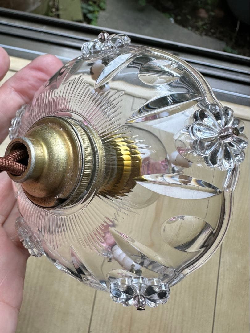 20's フランス アンティーク ピンクムラーノガラスの可愛いミニシャンデリア＊