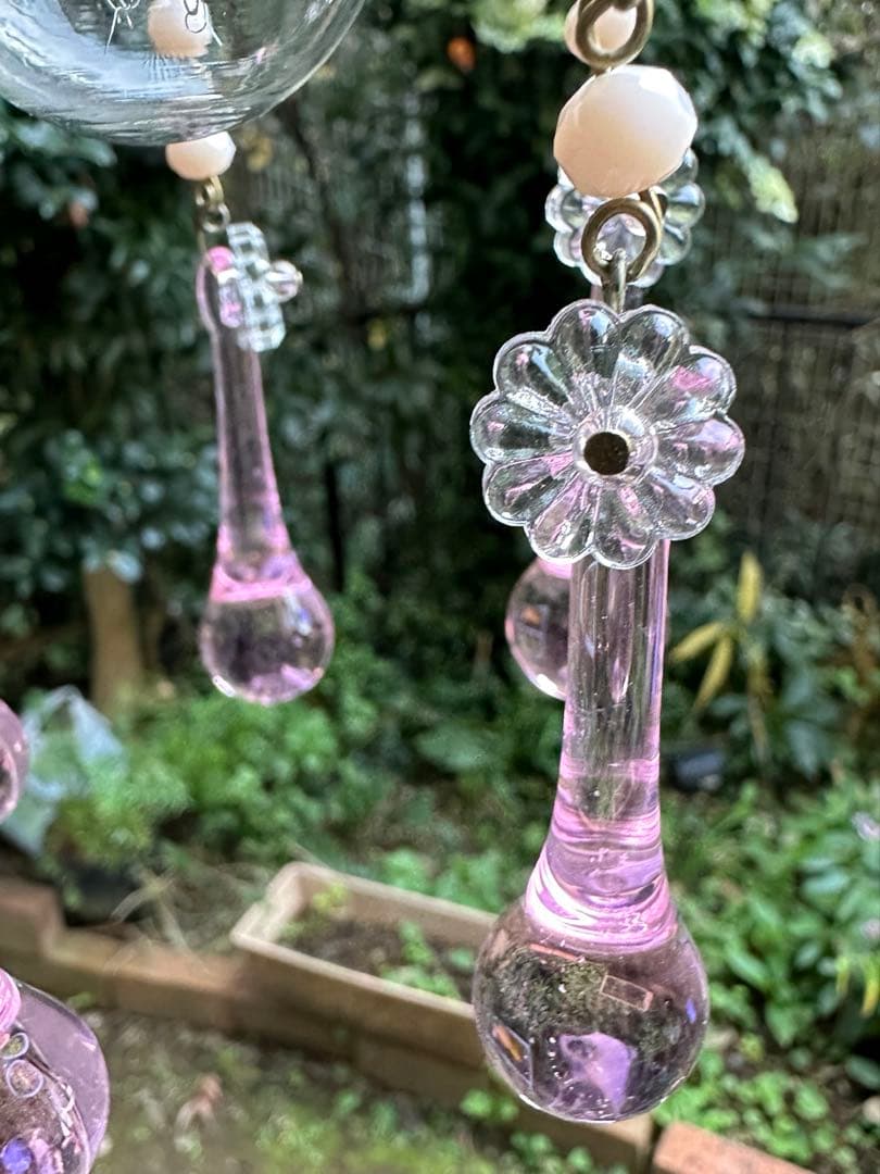 20's フランス アンティーク ピンクムラーノガラスの可愛いミニシャンデリア＊