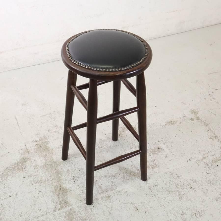 6脚まとめ買い3 ルーマニア製 ハイスツール ビーチ材 ブラック PVCレザー