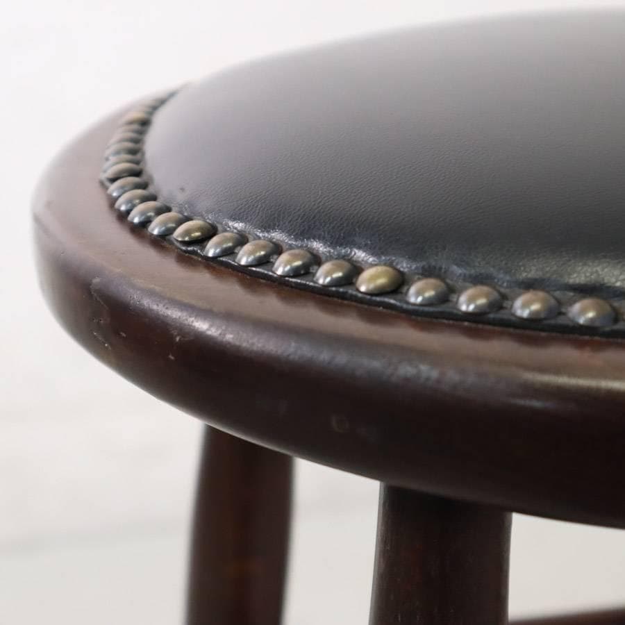 6脚まとめ買い3 ルーマニア製 ハイスツール ビーチ材 ブラック PVCレザー