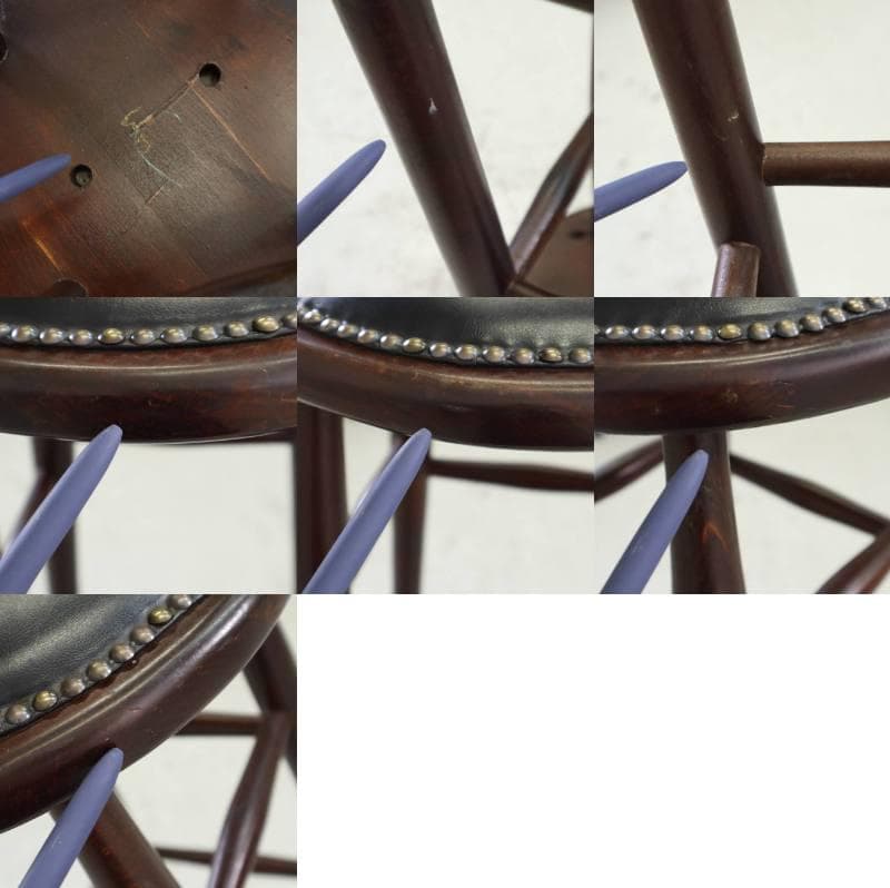 6脚まとめ買い3 ルーマニア製 ハイスツール ビーチ材 ブラック PVCレザー