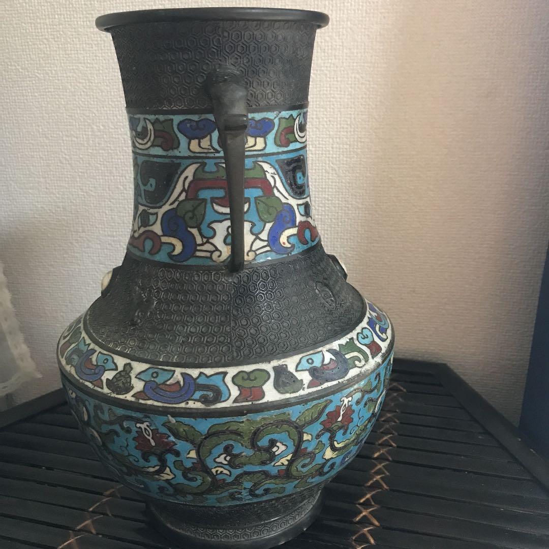 希少品　晴眼鋳　中国花瓶　中国美術　古銅　古玩　古美術　骨董品　宝石嵌め