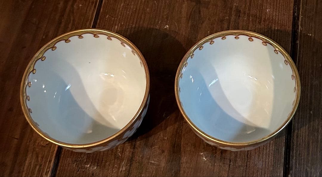 宗善　湯飲み 2個セット　絵付　金彩