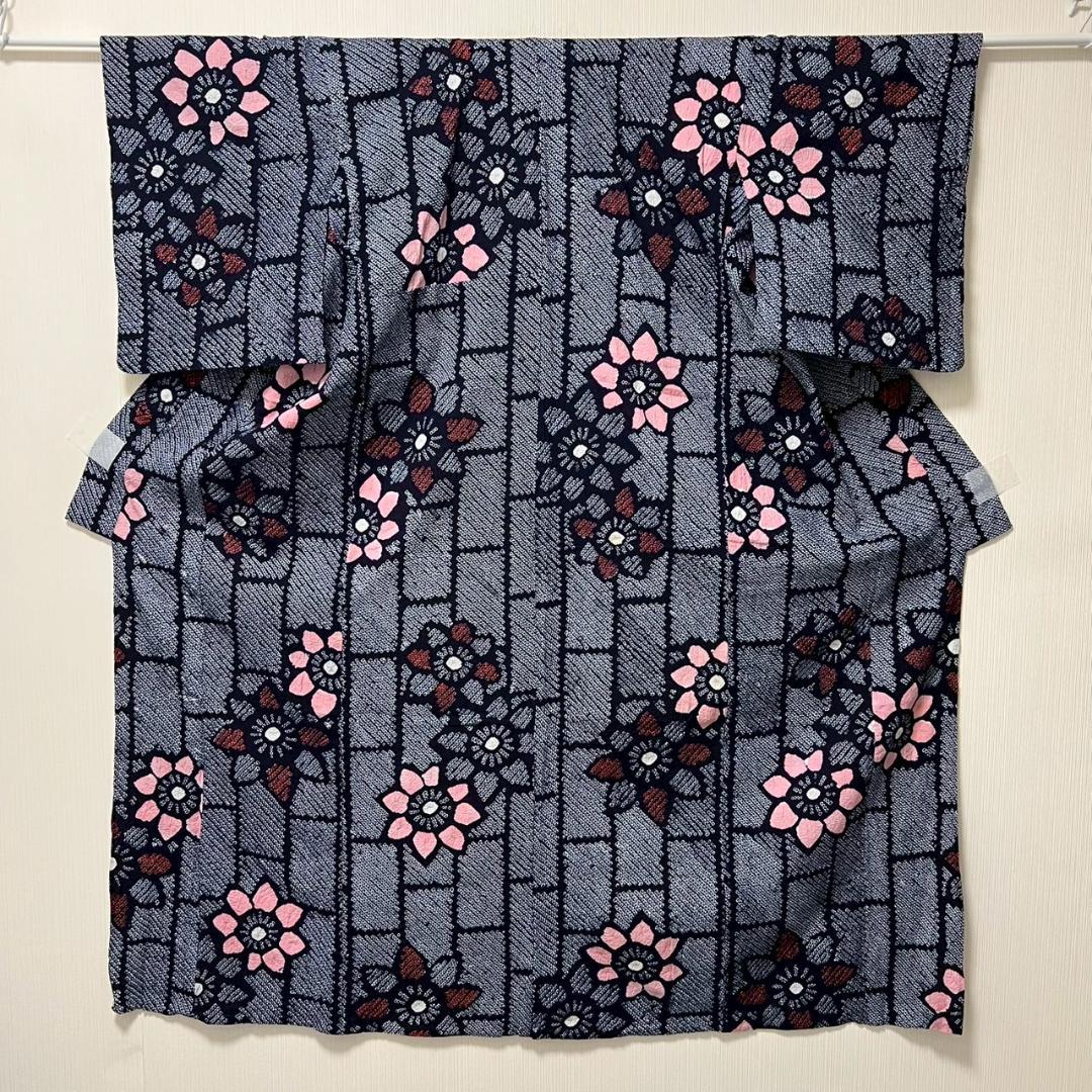 KL3167 有松鳴海絞り 浴衣 身丈153cm 夏着物 木綿