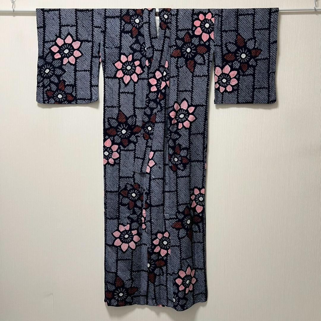 KL3167 有松鳴海絞り 浴衣 身丈153cm 夏着物 木綿