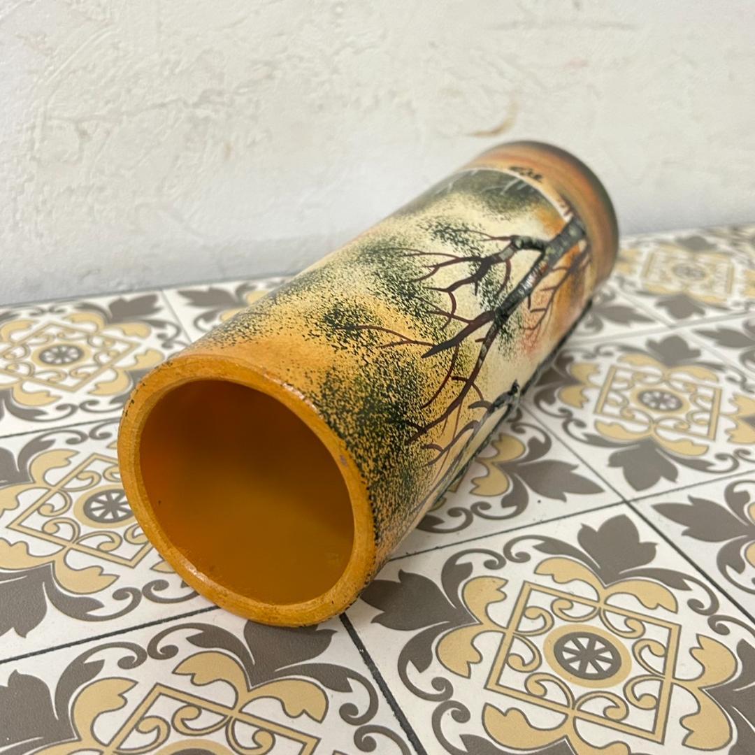 ドームナンシー 筒型　花瓶　高さ22cm 被せガラス　アンテルカレール　幹立体