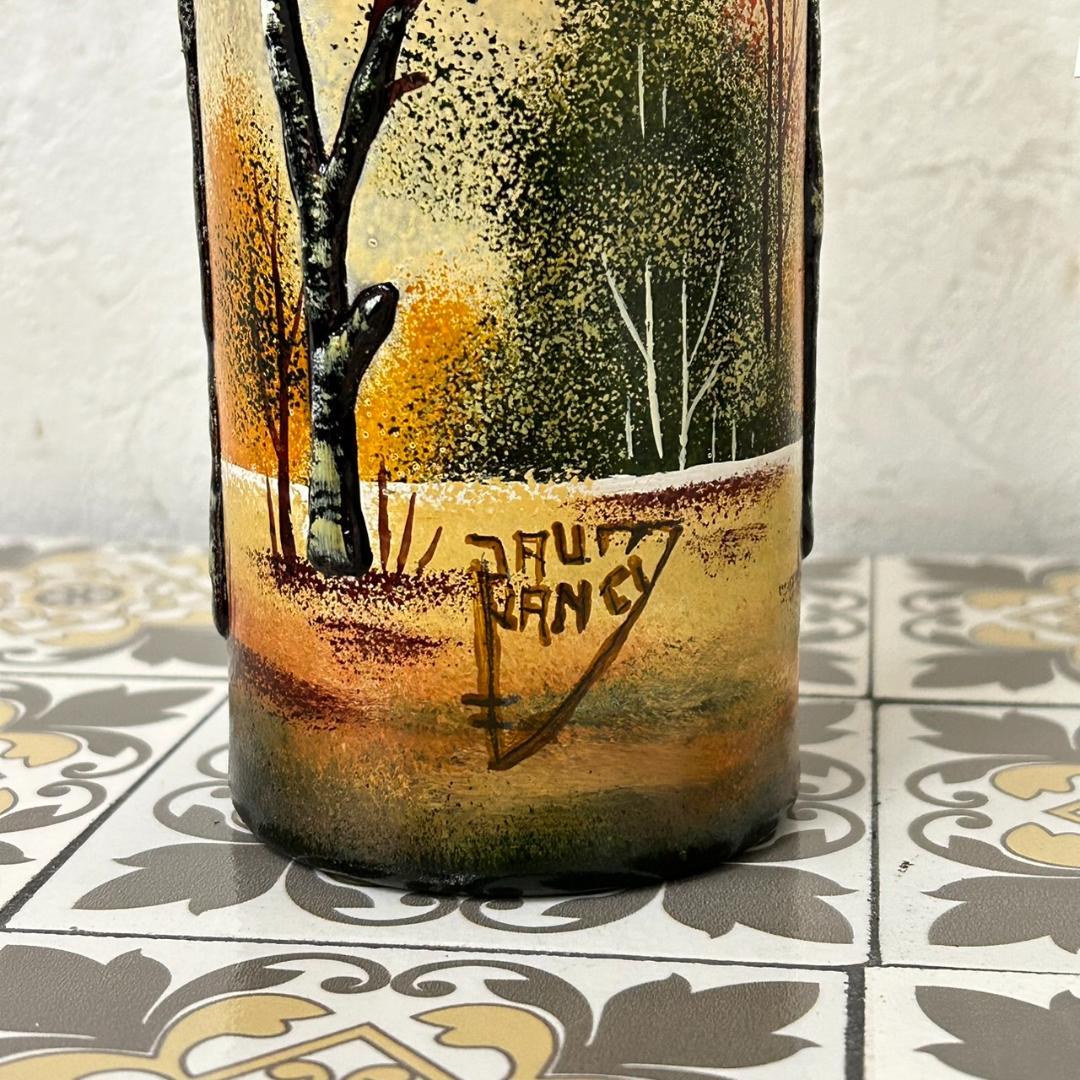 ドームナンシー 筒型　花瓶　高さ22cm 被せガラス　アンテルカレール　幹立体