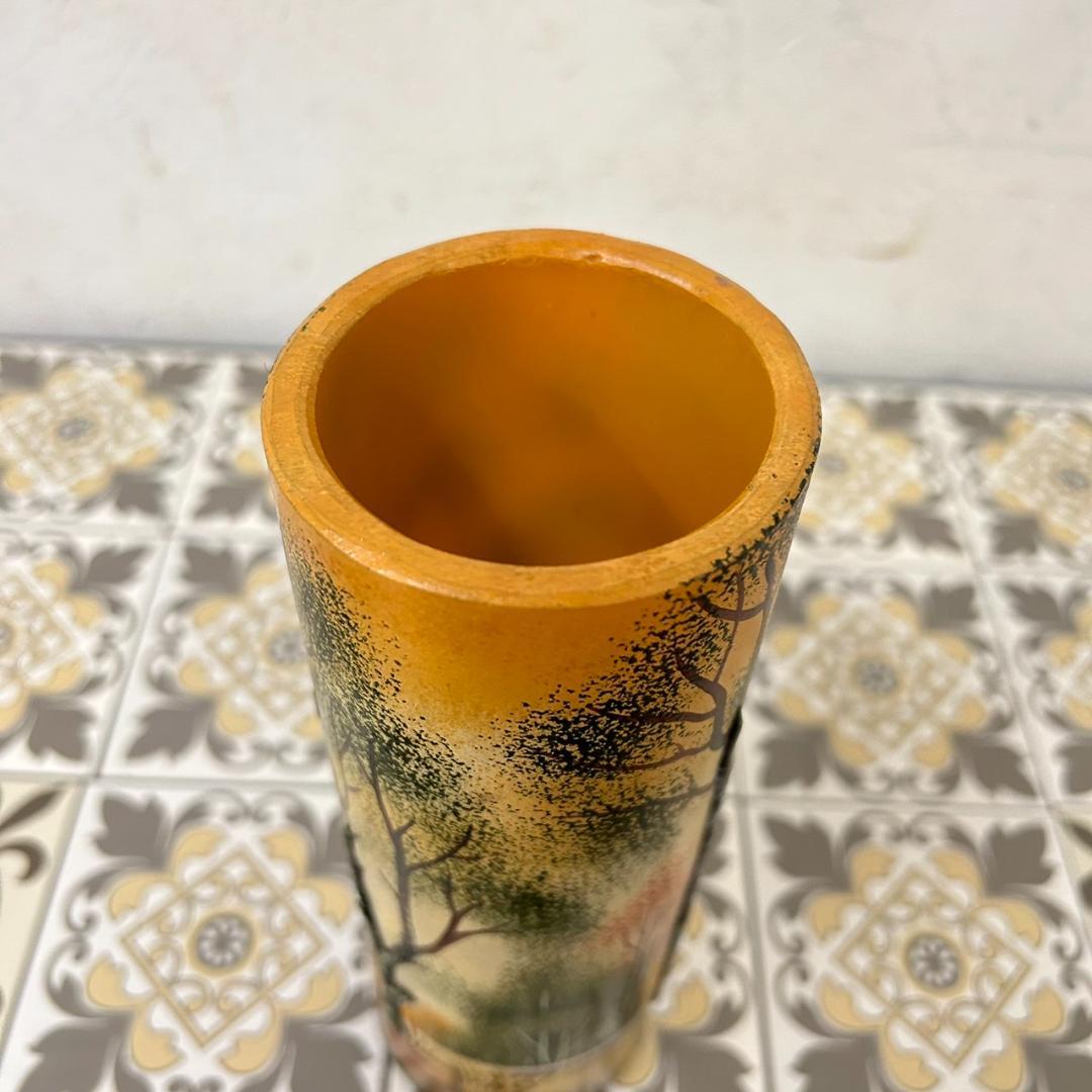 ドームナンシー 筒型　花瓶　高さ22cm 被せガラス　アンテルカレール　幹立体