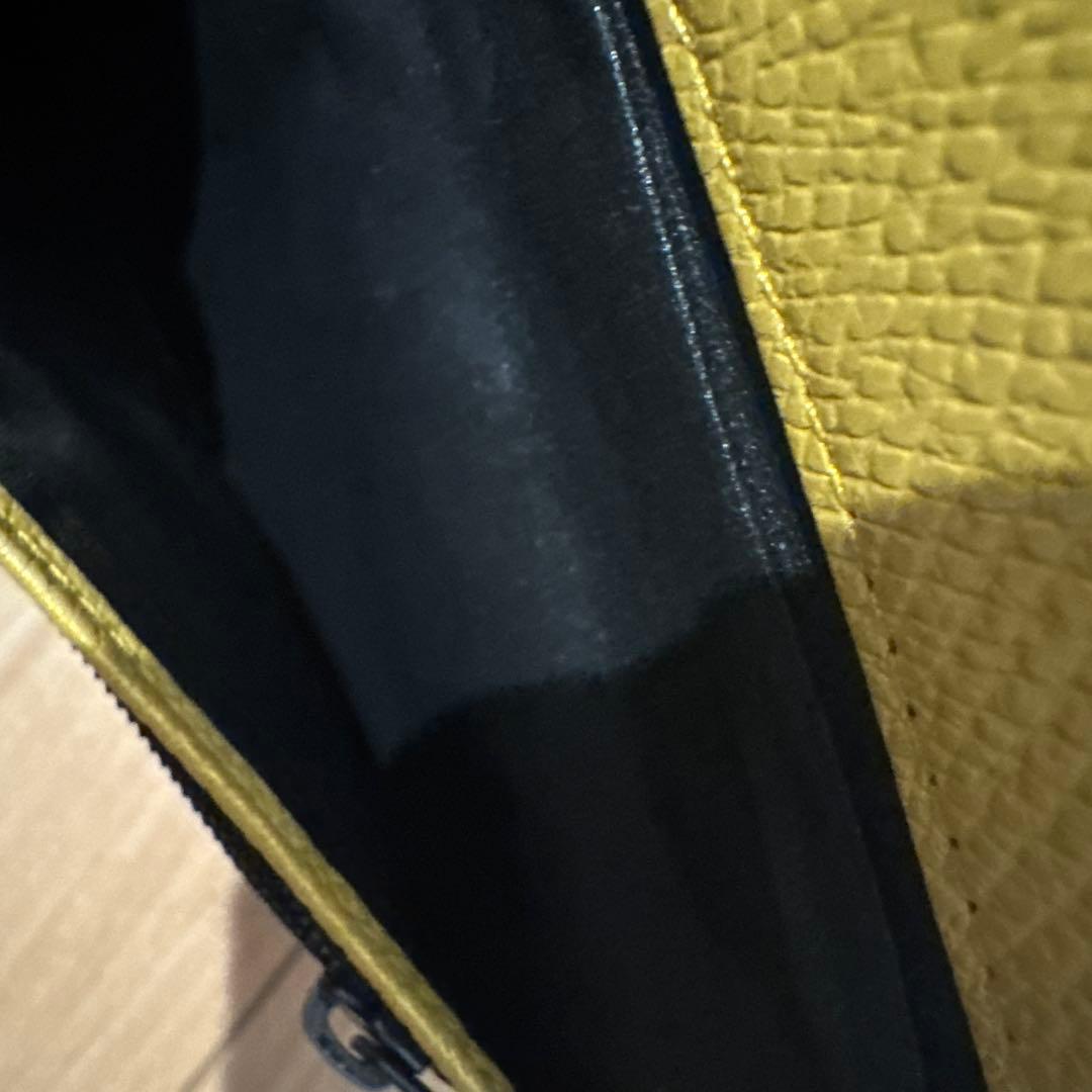 皇居　シルバー　限定 長財布 イエロー 金　黄色 　牛革　財布　風水　金運アップ