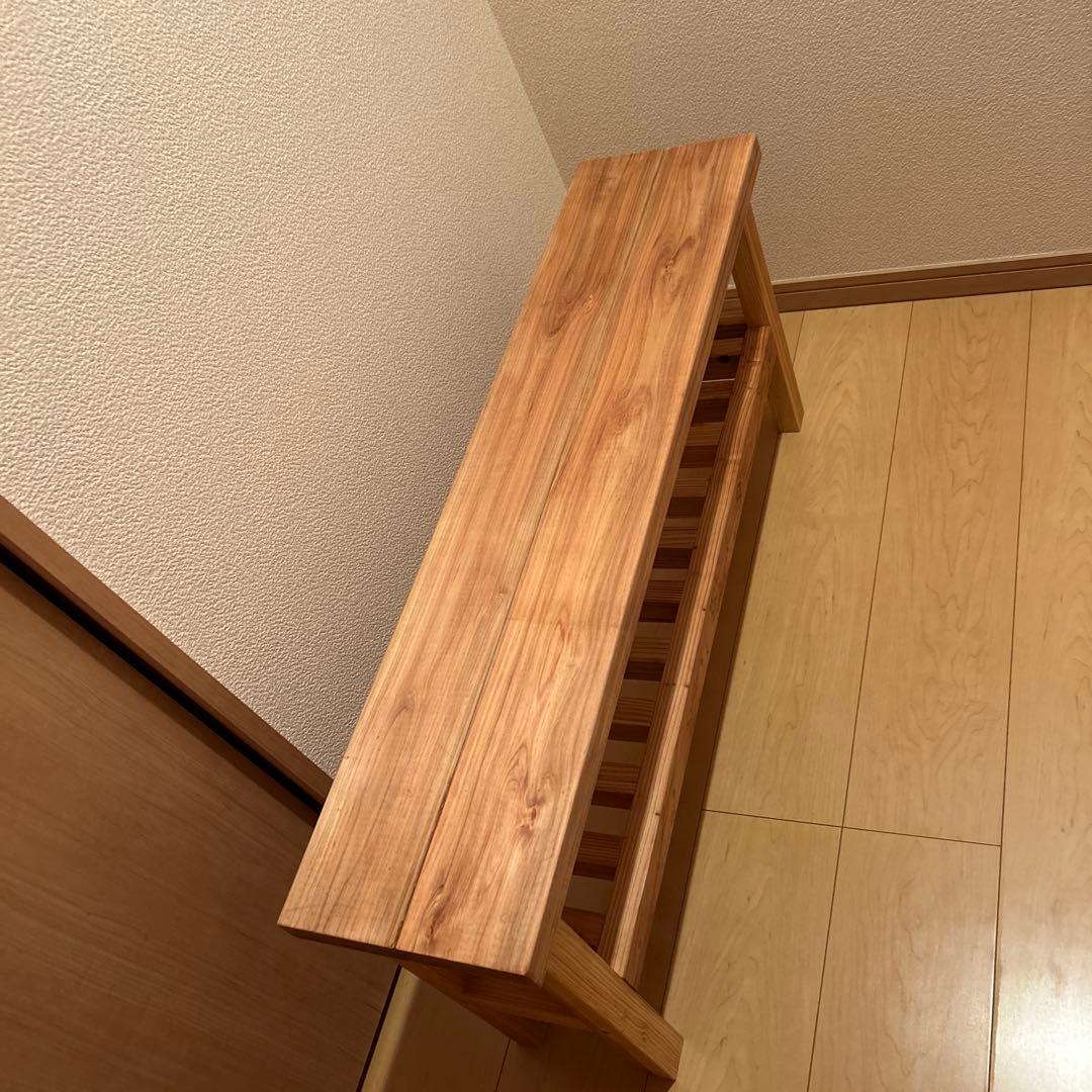 ハンドメイド　玄関ベンチ　ベンチ　飾り棚　サイドテーブル　木製家具