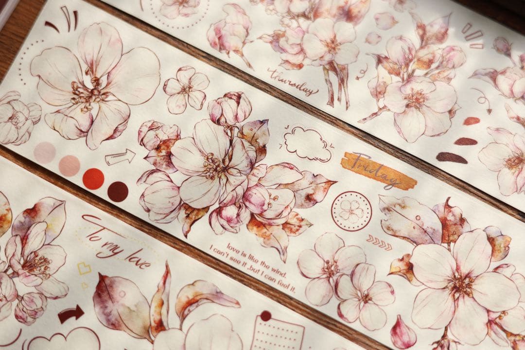 ⭐️SALE⭐️小白家文創《海棠》海外マスキングテープ　マステ 【1810】