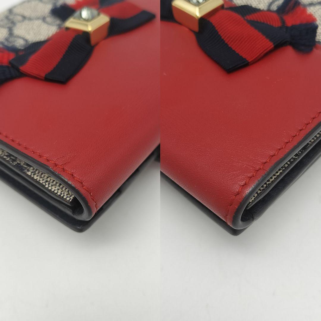 未使用に近い✨グッチ　折り財布　リボン