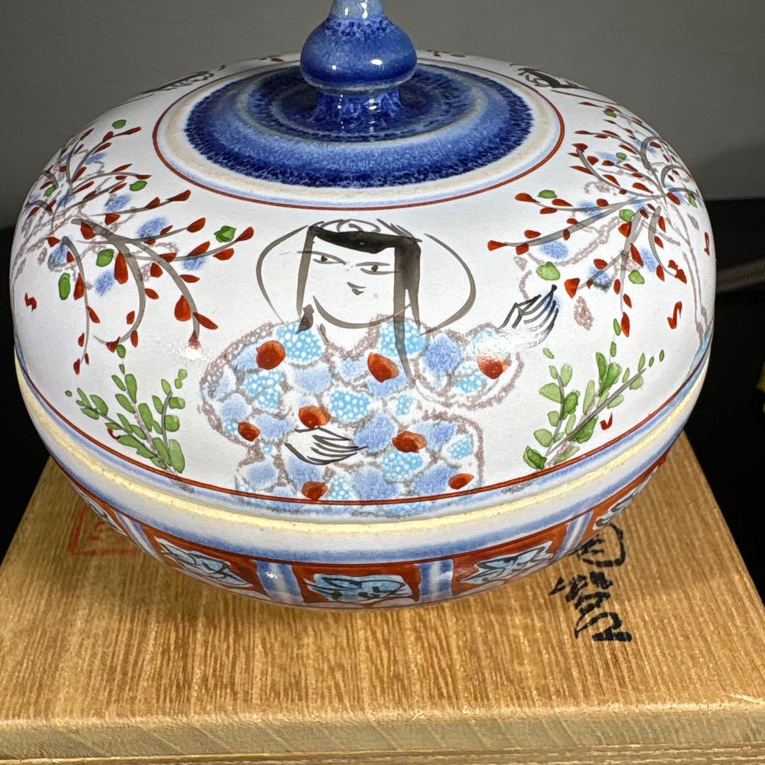 真作　人間国宝　加藤卓男　ペルシア色絵人物ノ陶器