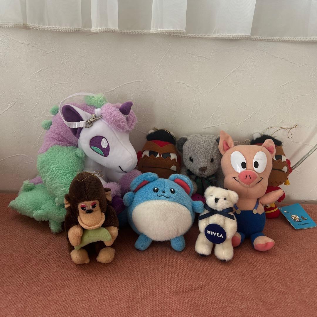 レトロ　プライズ　赤鬼　猿　豚　くま　ポケモン　ガラルポニータ　TOMY マリル