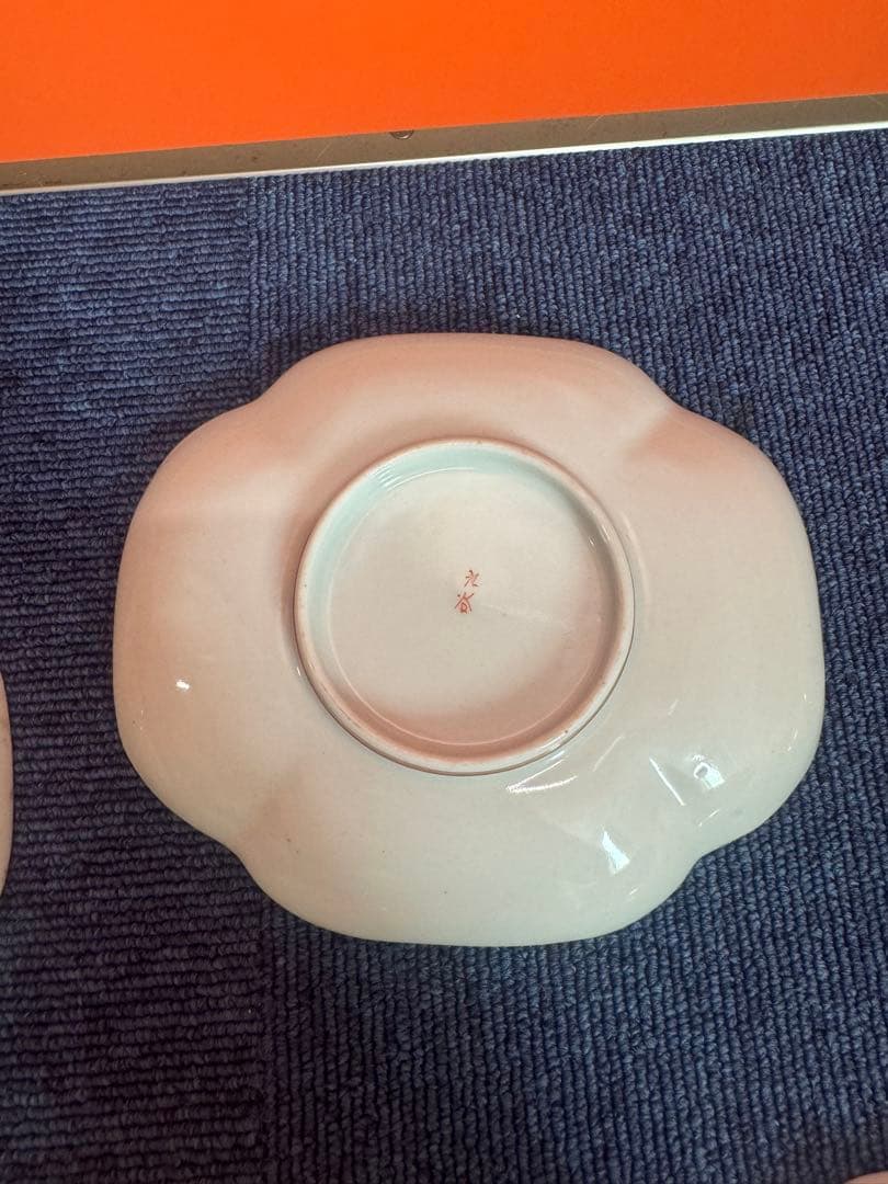 1819  明治時代　九谷焼　細密絵付人物山水図　菱形皿　5客　時代物