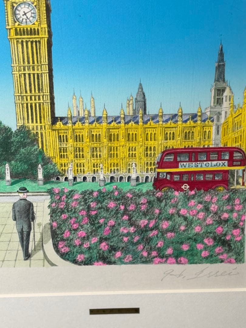 浜松一誓 無所属 「ビックベン(ロンドン)」 81100 リトグラフサイン有