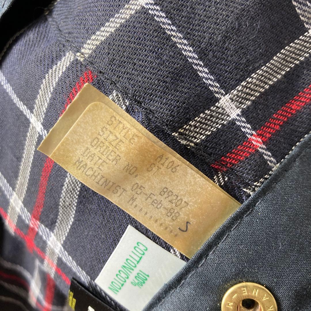 デッドストック 80s バブアー A106 ワックスドコットン フード ネイビー