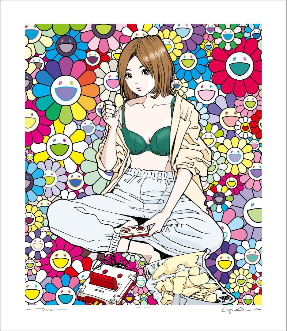 江口寿史 村上隆エディションサイン入りコラボレーション版画 famicom