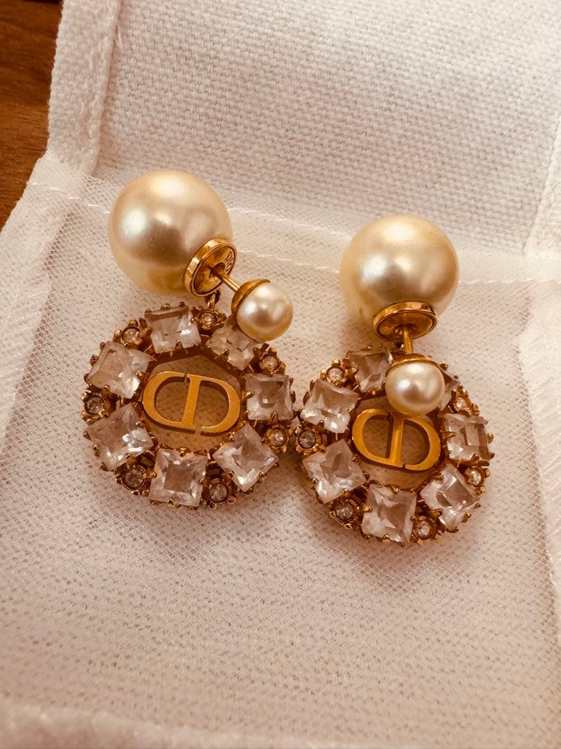 Dior Tribales ピアス メタル・レジンパール・クリスタル