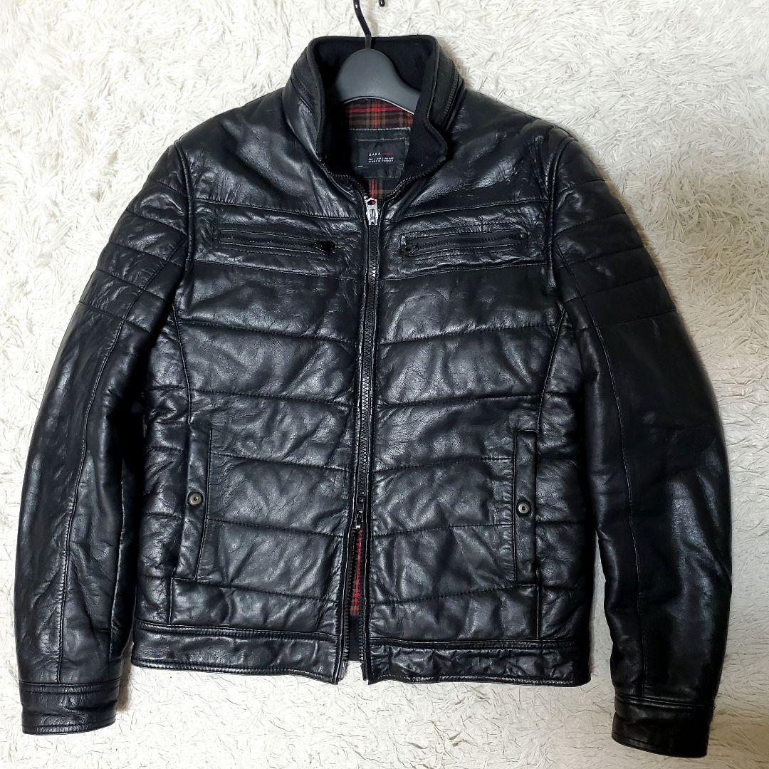 希少 ZARA ザラ 本革キルティング レザーライダース XL