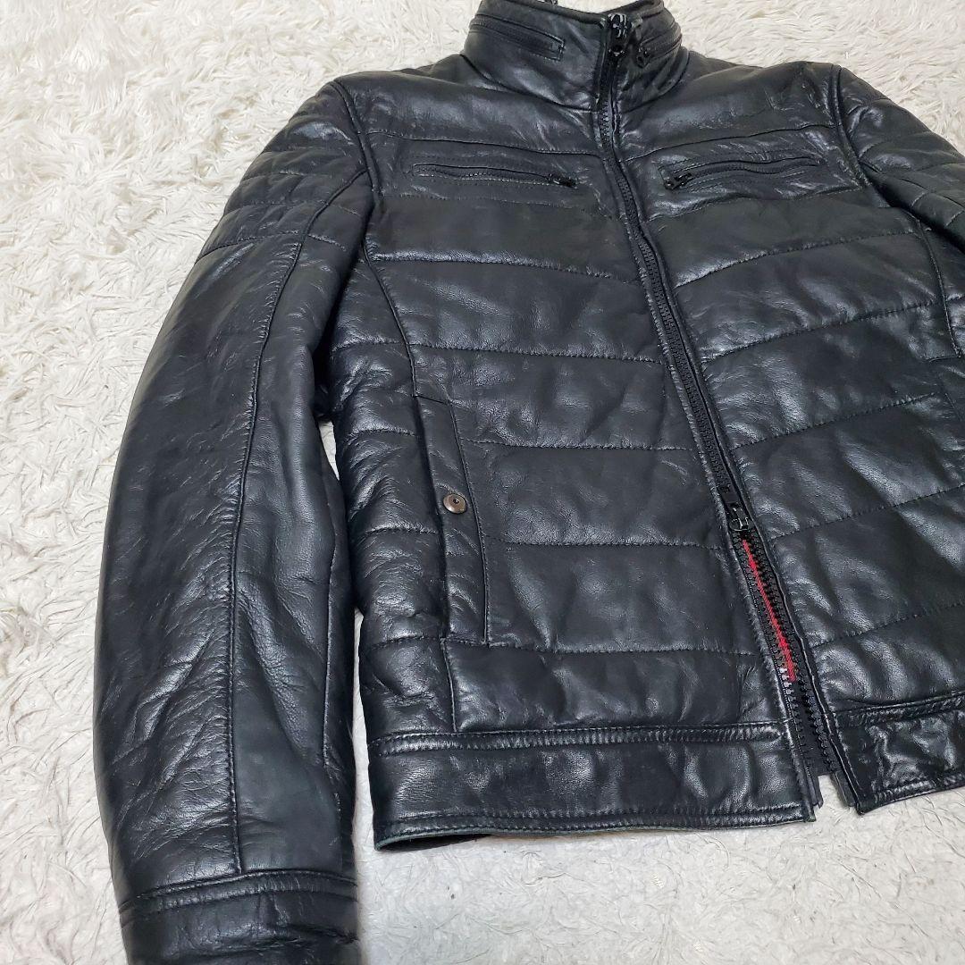 希少 ZARA ザラ 本革キルティング レザーライダース XL