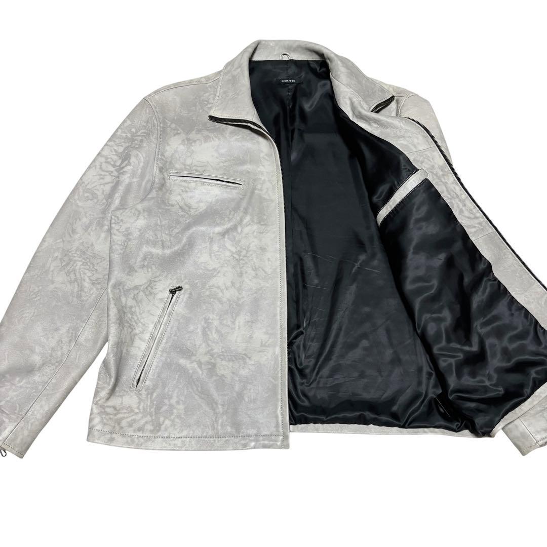 極美品 schaffen 羊革 リアルレザー ライダースジャケット ホワイト