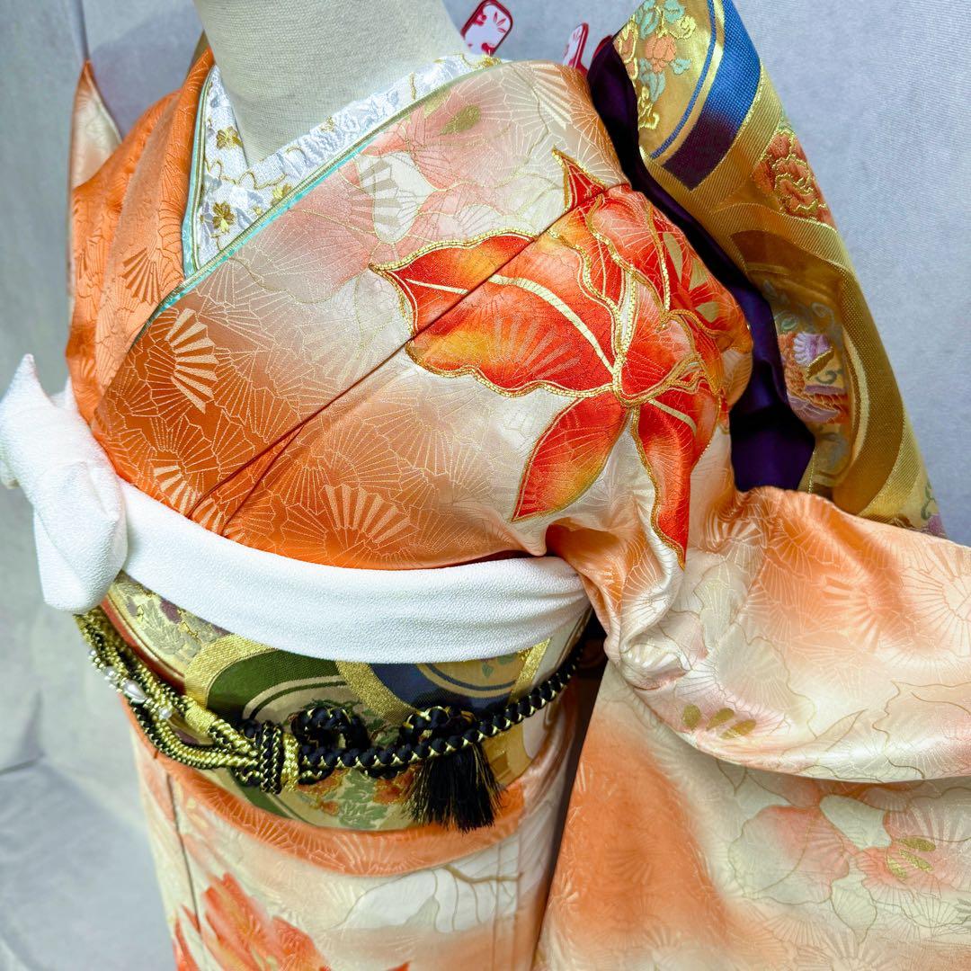 セミアンティーク　振袖フルセット　西陣織袋帯　156〜166　カトレア　可愛い❤︎