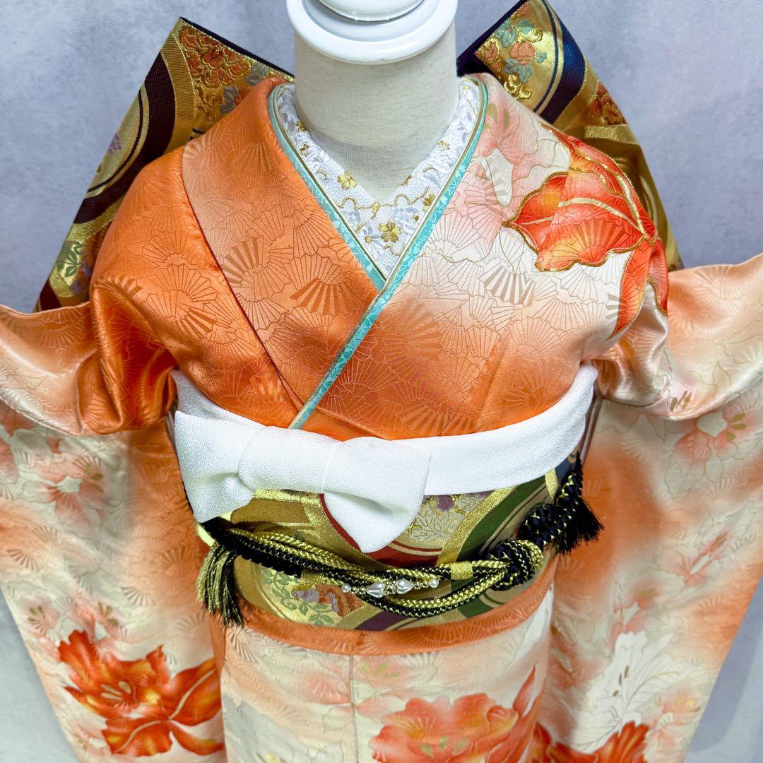 セミアンティーク　振袖フルセット　西陣織袋帯　156〜166　カトレア　可愛い❤︎