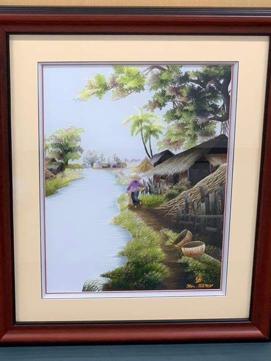 ベトナム刺繍絵　Vietnamese Coutryside