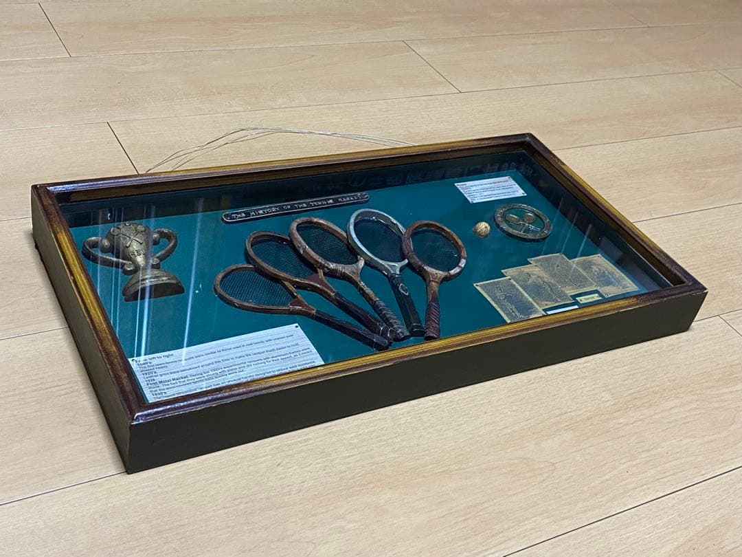 ◆激レア！テニス◆ ヴィンテージ壁掛け◆額縁◆オブジェ◆ディスプレイ◆ラケット史