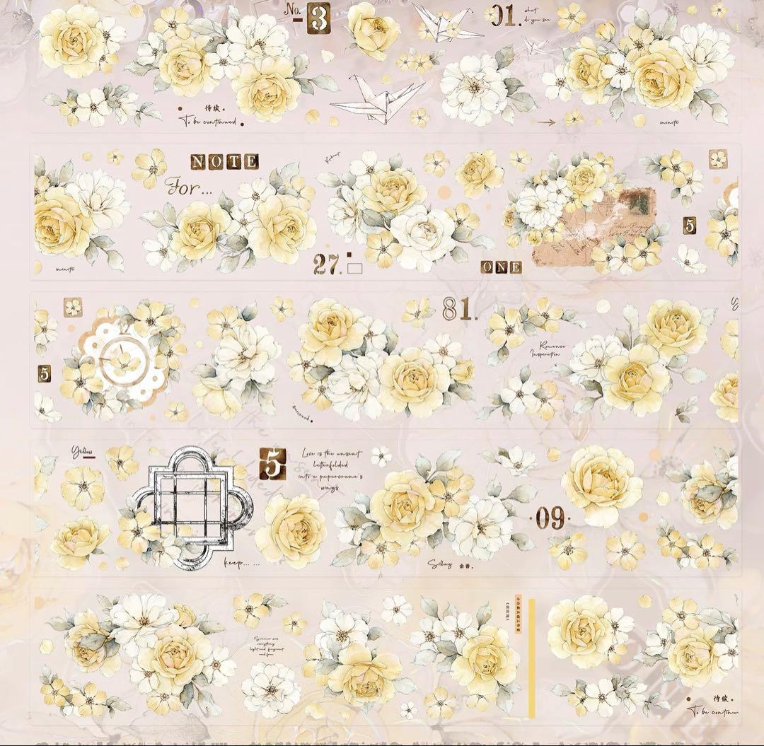 ⭐️SALE⭐️小白家文創《黄玫瑰》海外マスキングテープ マステ 【2744】