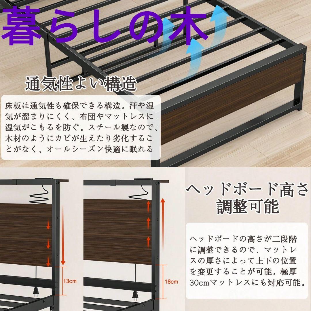 新居用シングルベッド 耐荷重 200kg パイプ製 収納付き