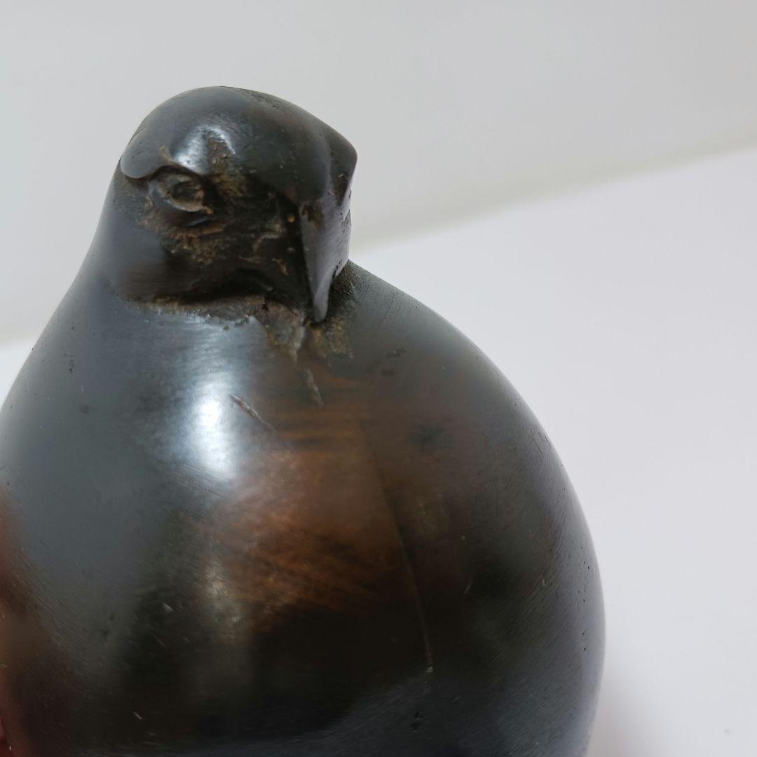 G109 古銅製 亀女作 鶉 鳥型香炉 在銘印有 香道具　ma　ten