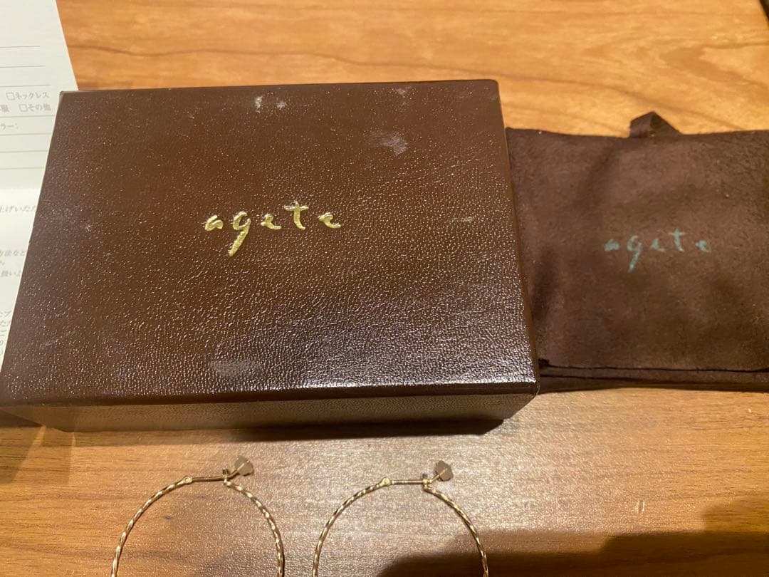 agate フープピアス 10k クォーツ　チャーム