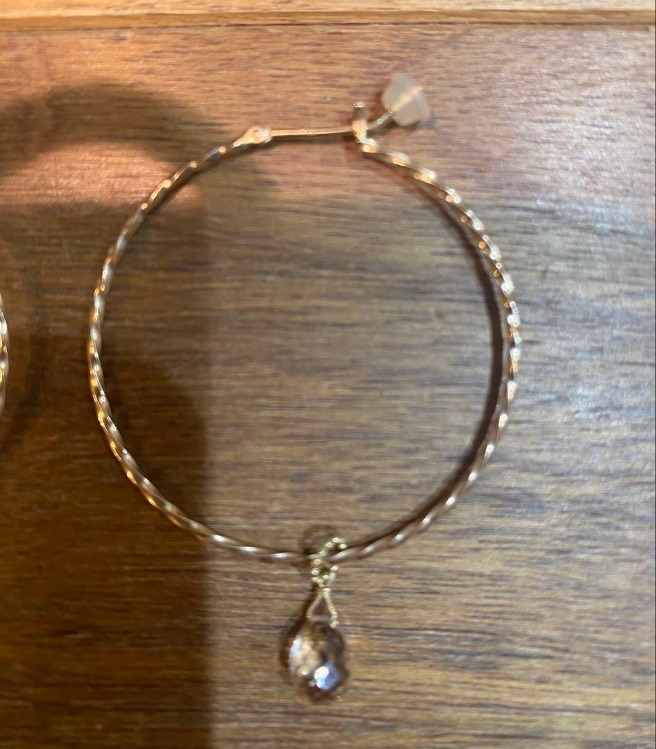 agate フープピアス 10k クォーツ　チャーム