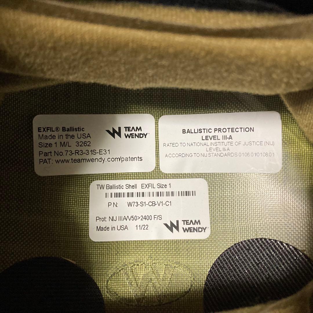 Team Wendy EXFIL Ballistic Size 1 M/L 実物
