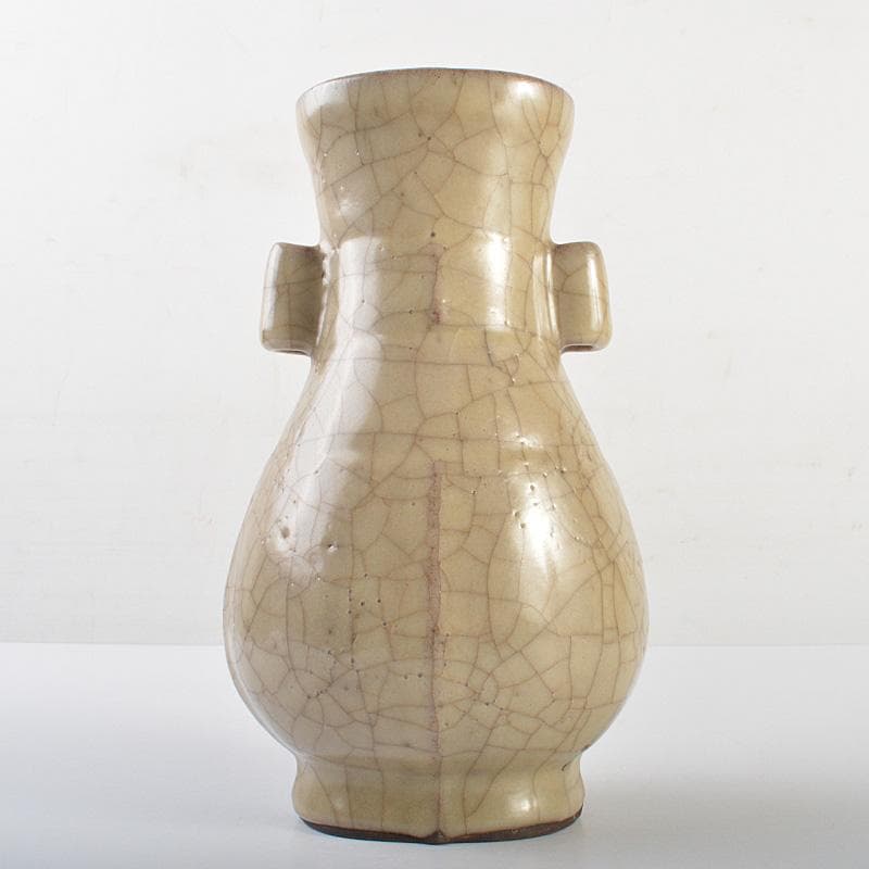 中国　哥窯　金絲鉄線　氷裂文　双耳瓶　C　7365E