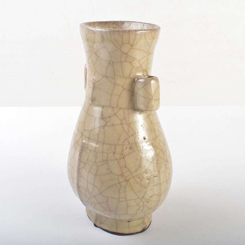 中国　哥窯　金絲鉄線　氷裂文　双耳瓶　C　7365E