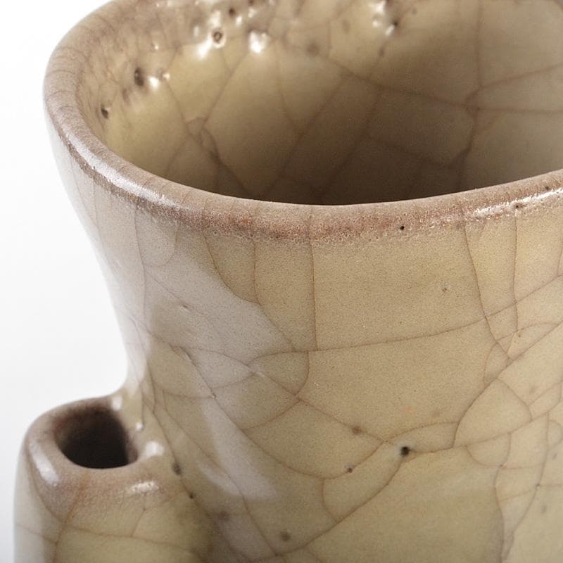 中国　哥窯　金絲鉄線　氷裂文　双耳瓶　C　7365E