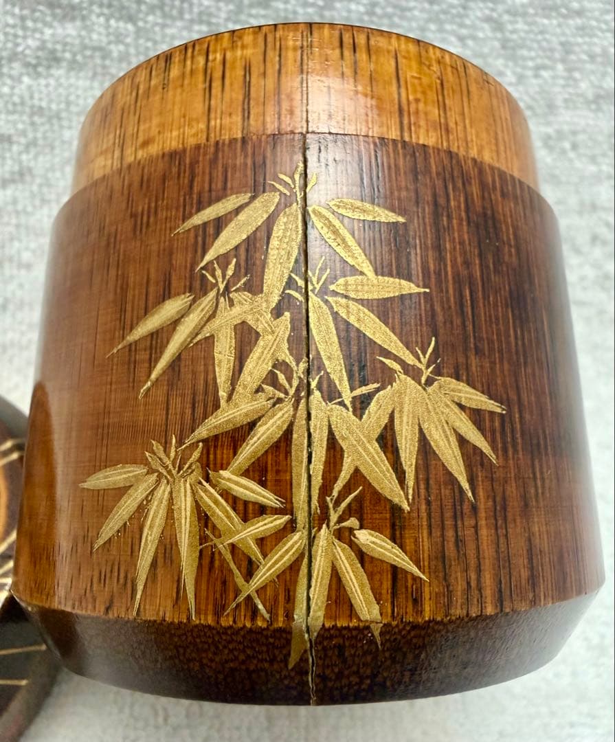 ［訳あり］茶道具 棗 竹 雪吹 松竹梅蒔絵 山本翠松作【匿名配送】