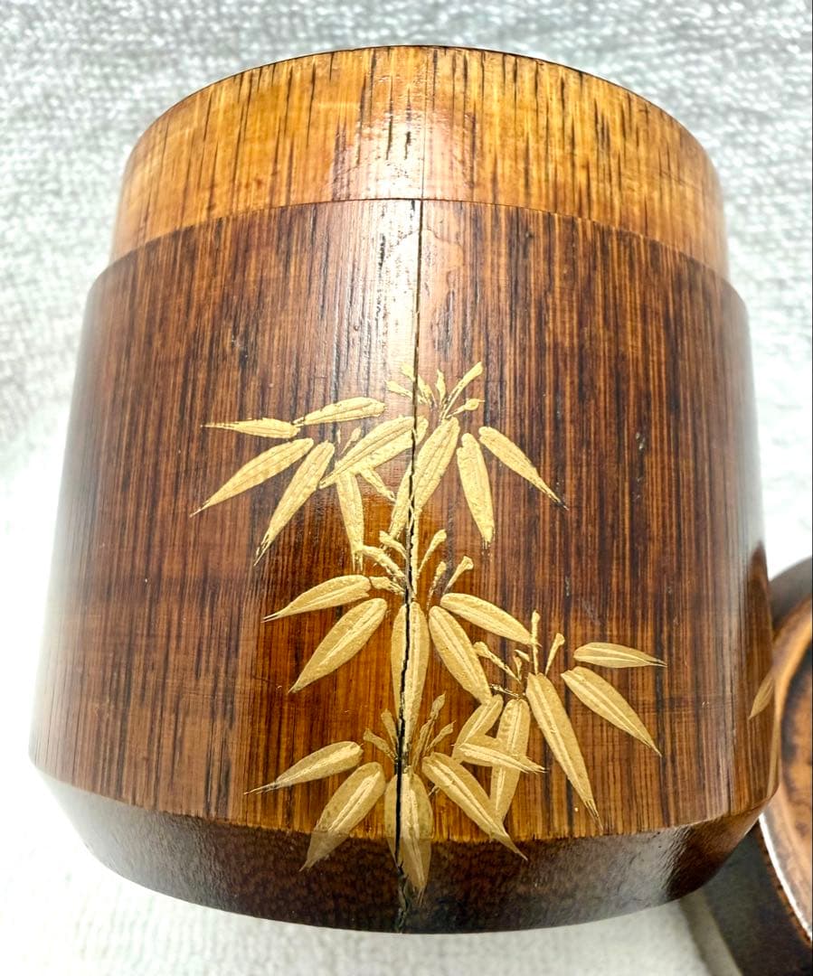 ［訳あり］茶道具 棗 竹 雪吹 松竹梅蒔絵 山本翠松作【匿名配送】
